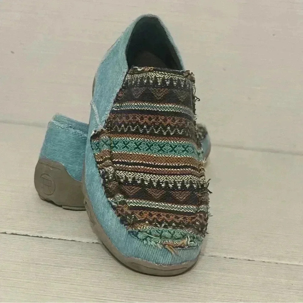 Girls Roper Slip Ons Turquoise Size 1